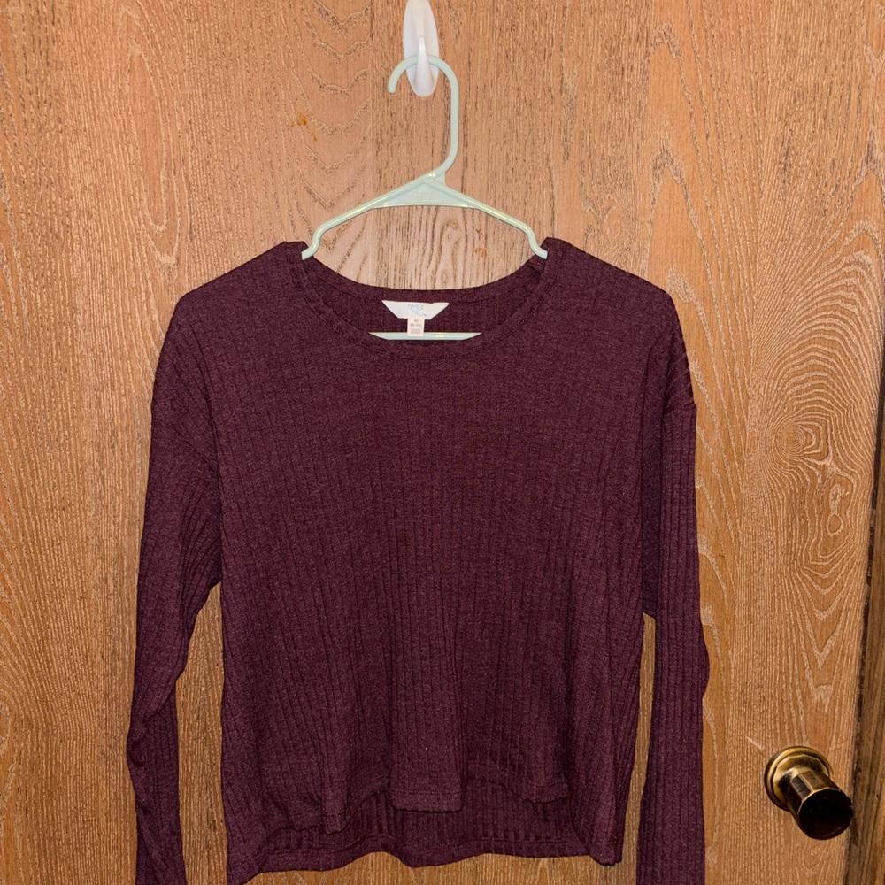 Time and Tru Maroon Long Sleeve Top